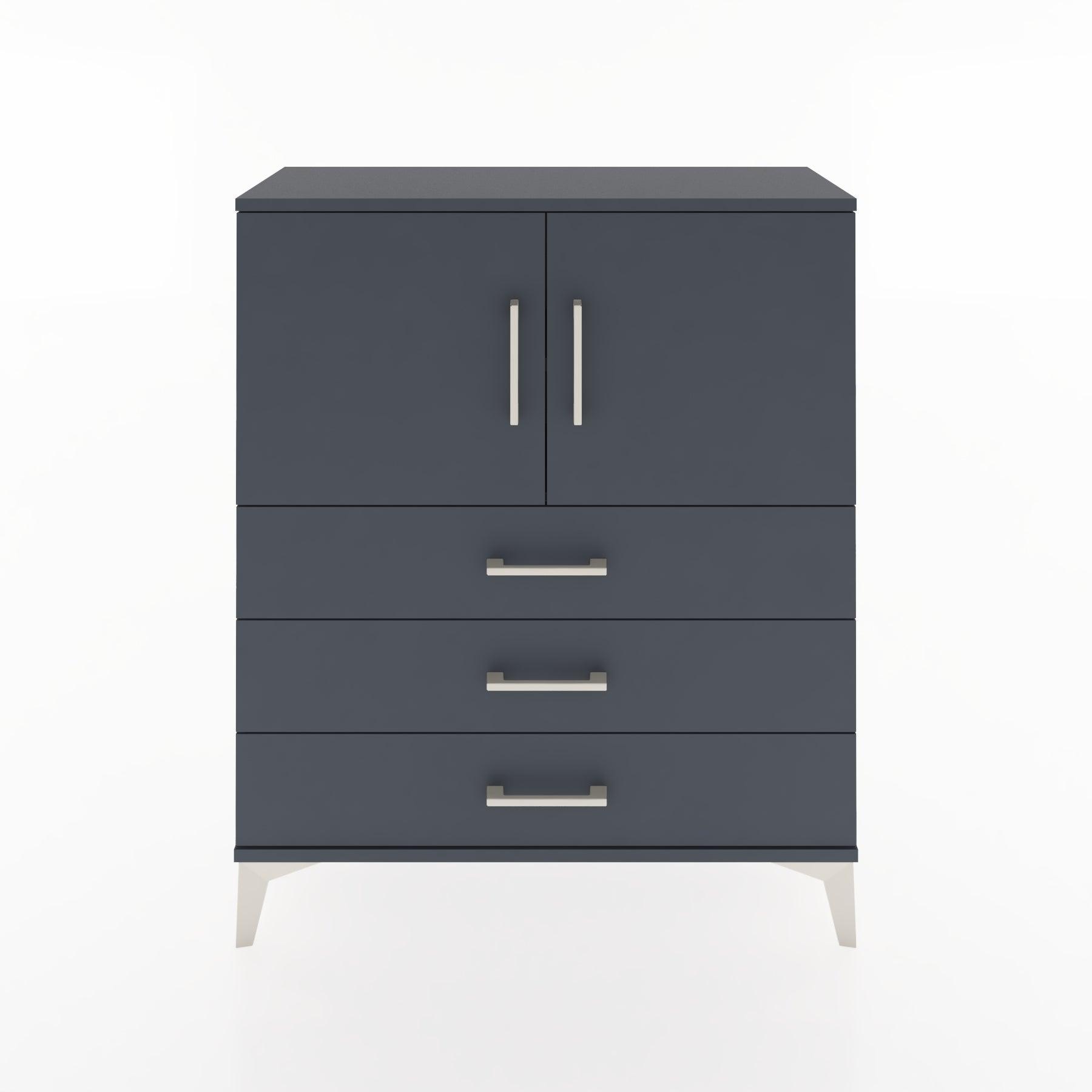 Woodntry Modüler Şifonyer Antrasit 88x30x94 cm Kapaklı ve Çekmeceli KC7-2
