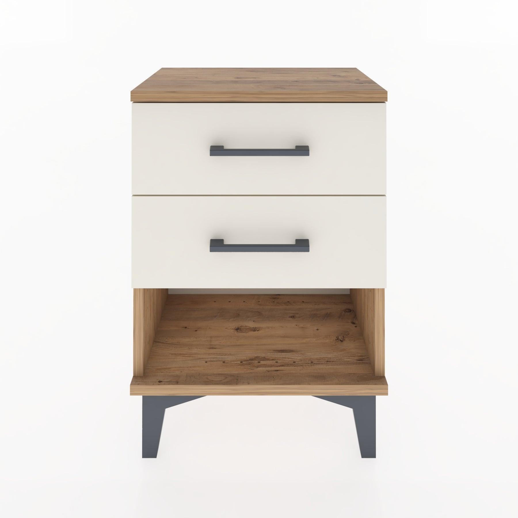Woodntry Modüler Komodin İki Çekmece ve Raf 44x30x52 cm Çam - Woodntry