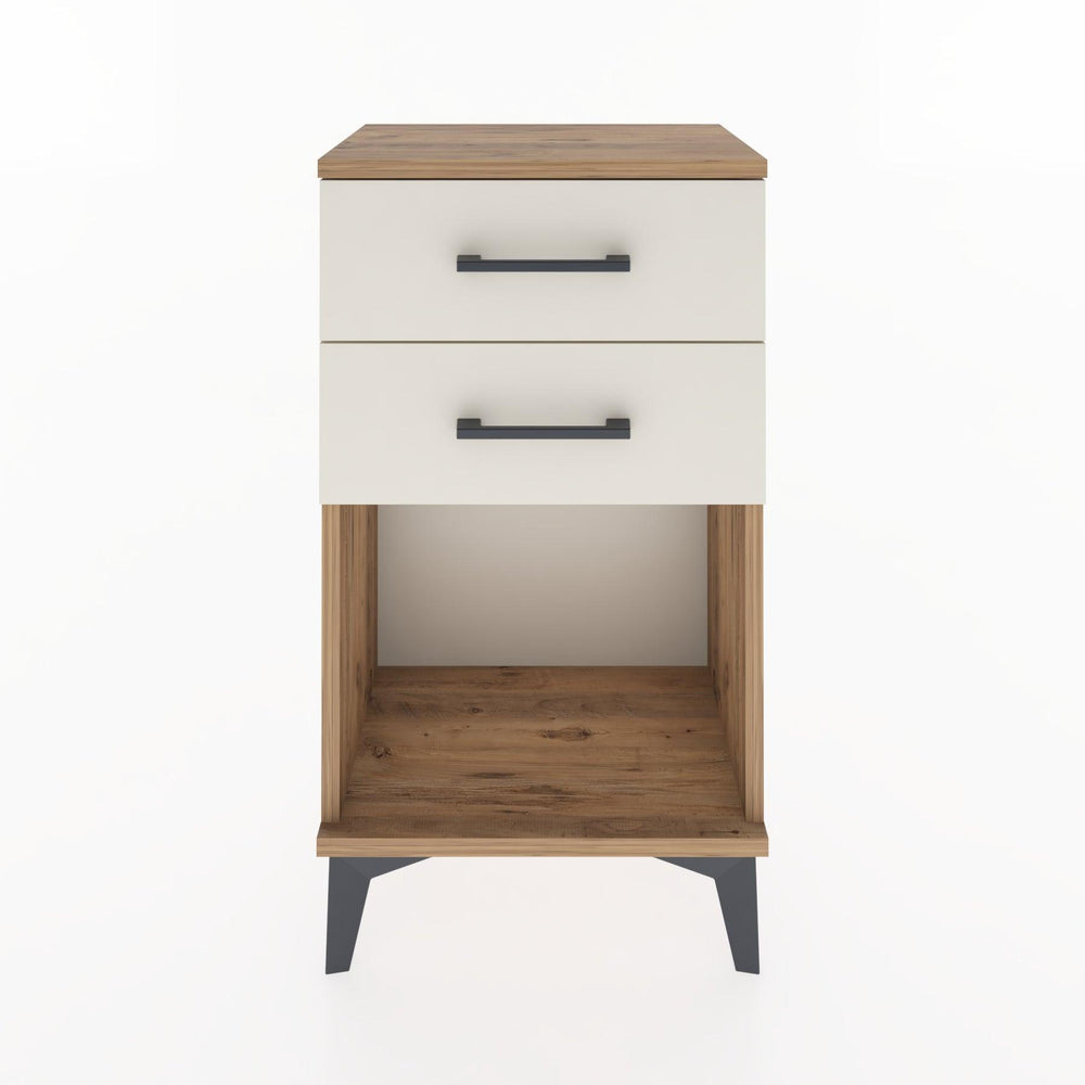Woodntry Modüler Komodin 2 Çekmece ve Raflı V1 44x30x68 cm Çam - Woodntry