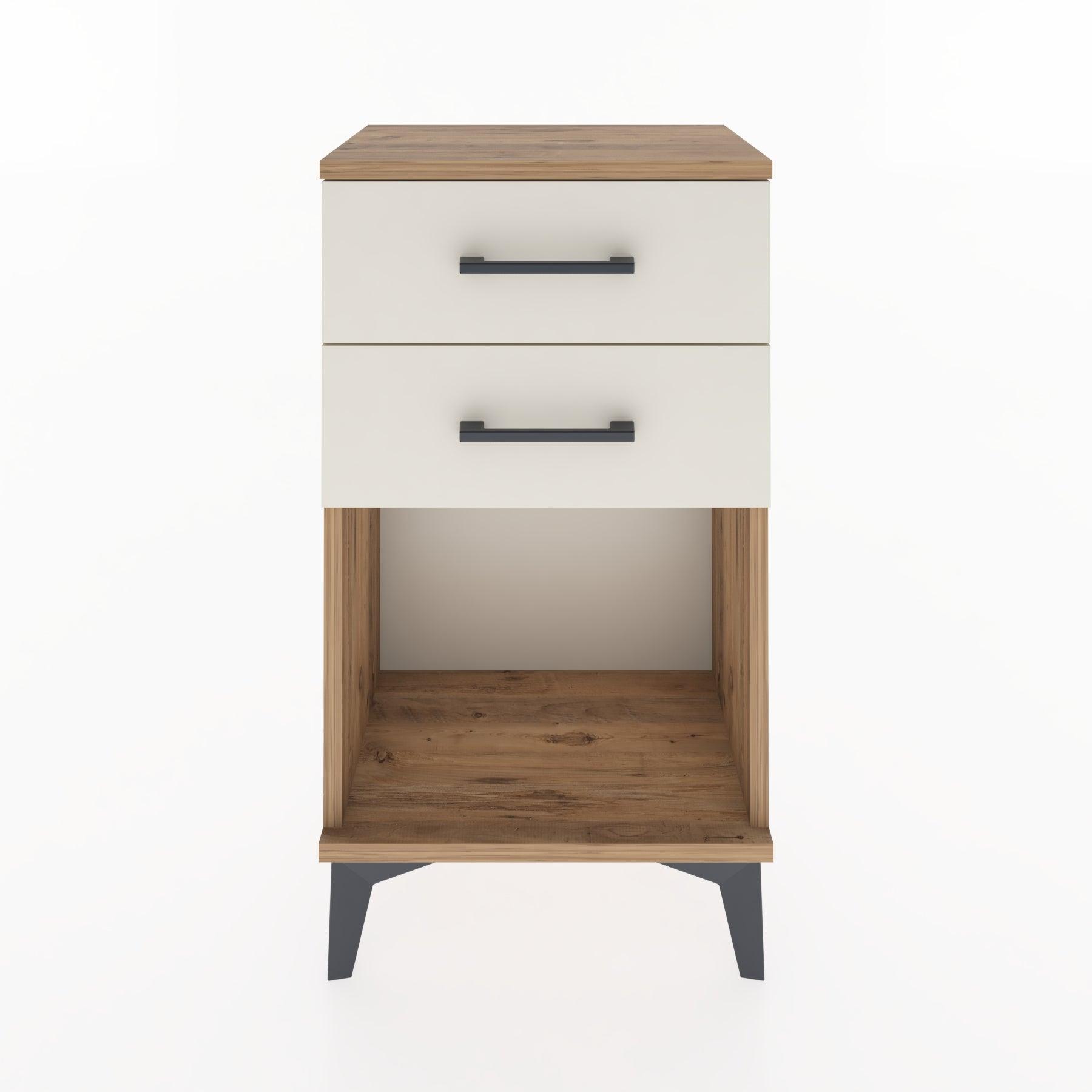 Woodntry Modüler Komodin 2 Çekmece ve Raflı V1 44x30x68 cm Çam - Woodntry