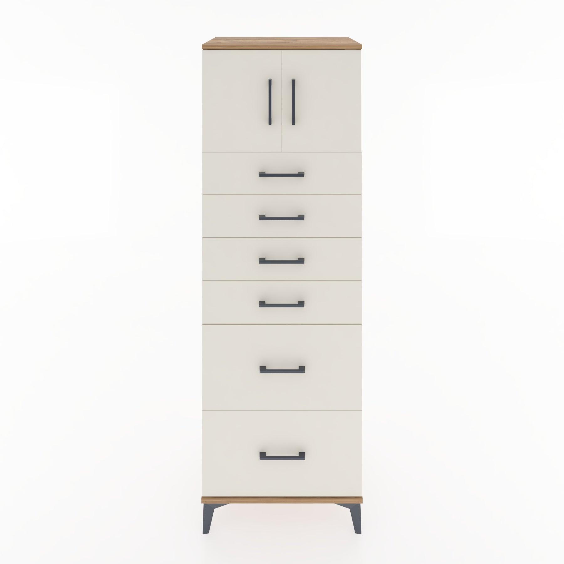 Woodntry Modüler Dolap Çam 60x44x170 cm Kapaklı ve Çekmeceli KC17-3