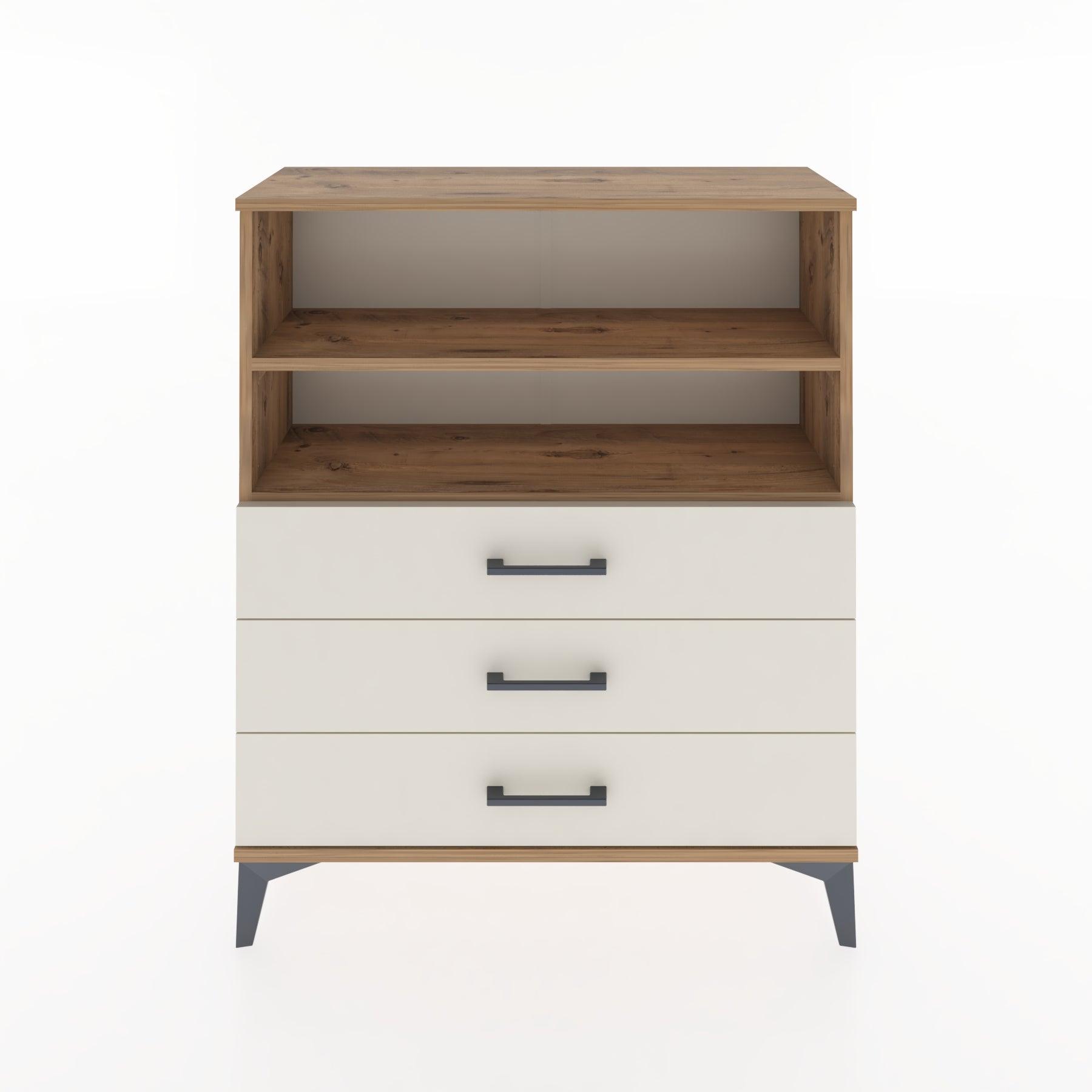 Woodntry Modüler Şifonyer Çam 88x30x94 cm Çekmeceli ve Raflı CR18-3