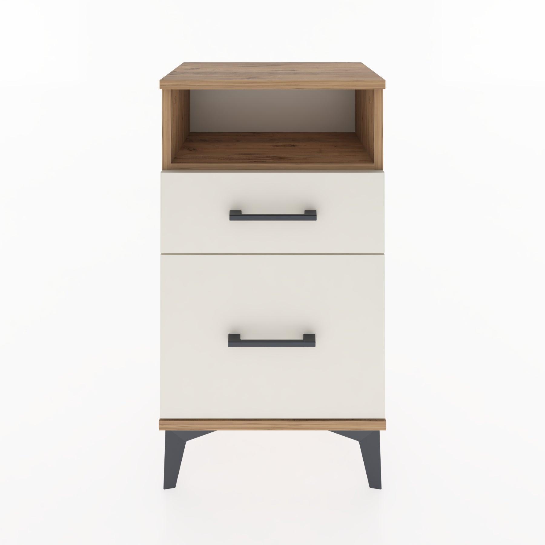 Woodntry Modüler Komodin 2 Çekmece ve Raflı V3 44x30x68 cm Çam - Woodntry