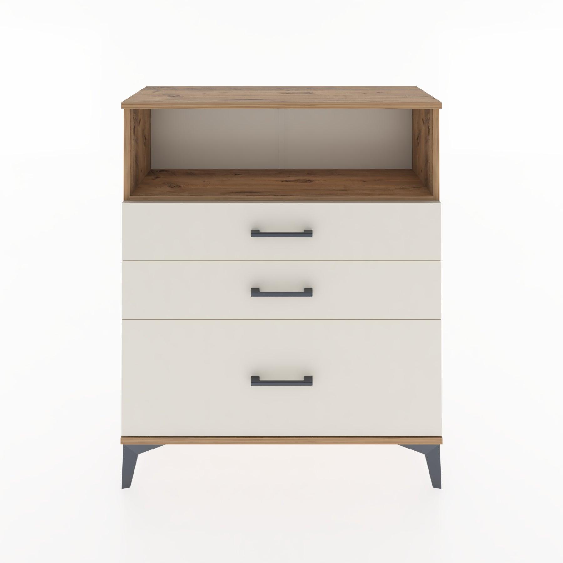 Woodntry Modüler Şifonyer Çam 88x30x94 cm Çekmeceli ve Raflı CR13-3