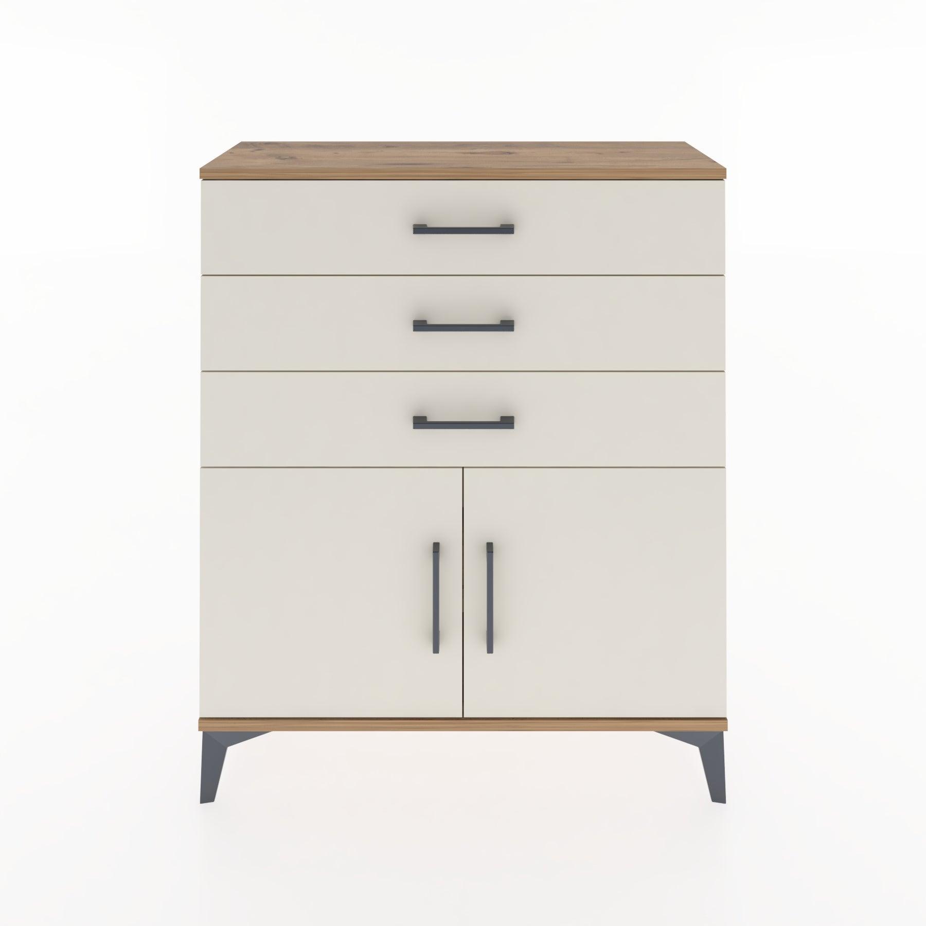 Woodntry Modüler Şifonyer Çam 88x30x94 cm Kapaklı ve Çekmeceli KC8-3