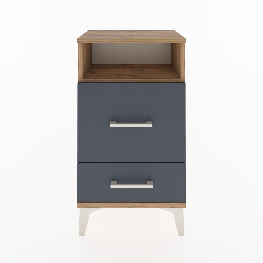 Woodntry Modüler Komodin 2 Çekmece ve Raflı V4 44x30x68 cm Çam - Woodntry