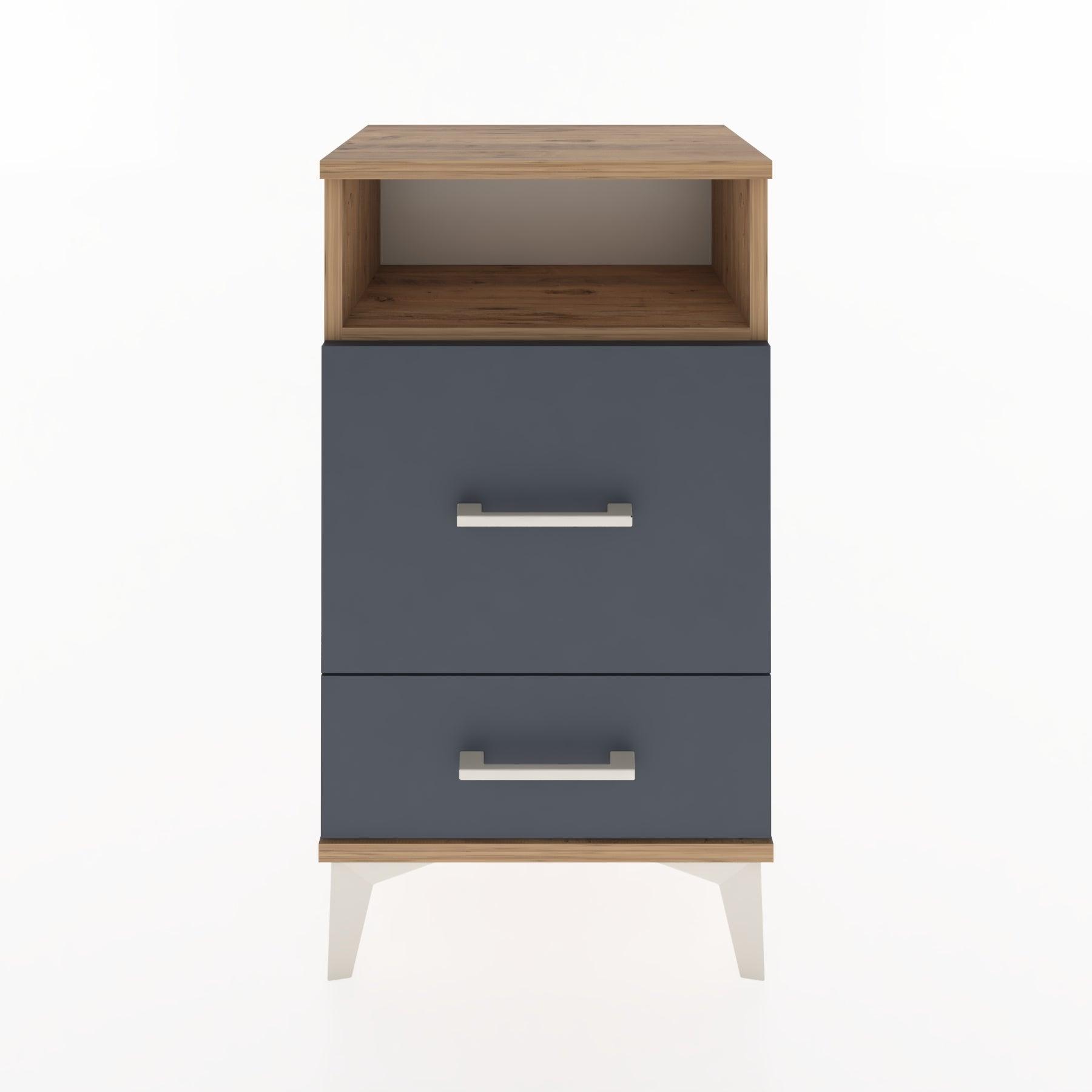 Woodntry Modüler Komodin 2 Çekmece ve Raflı V4 44x30x68 cm Çam - Woodntry