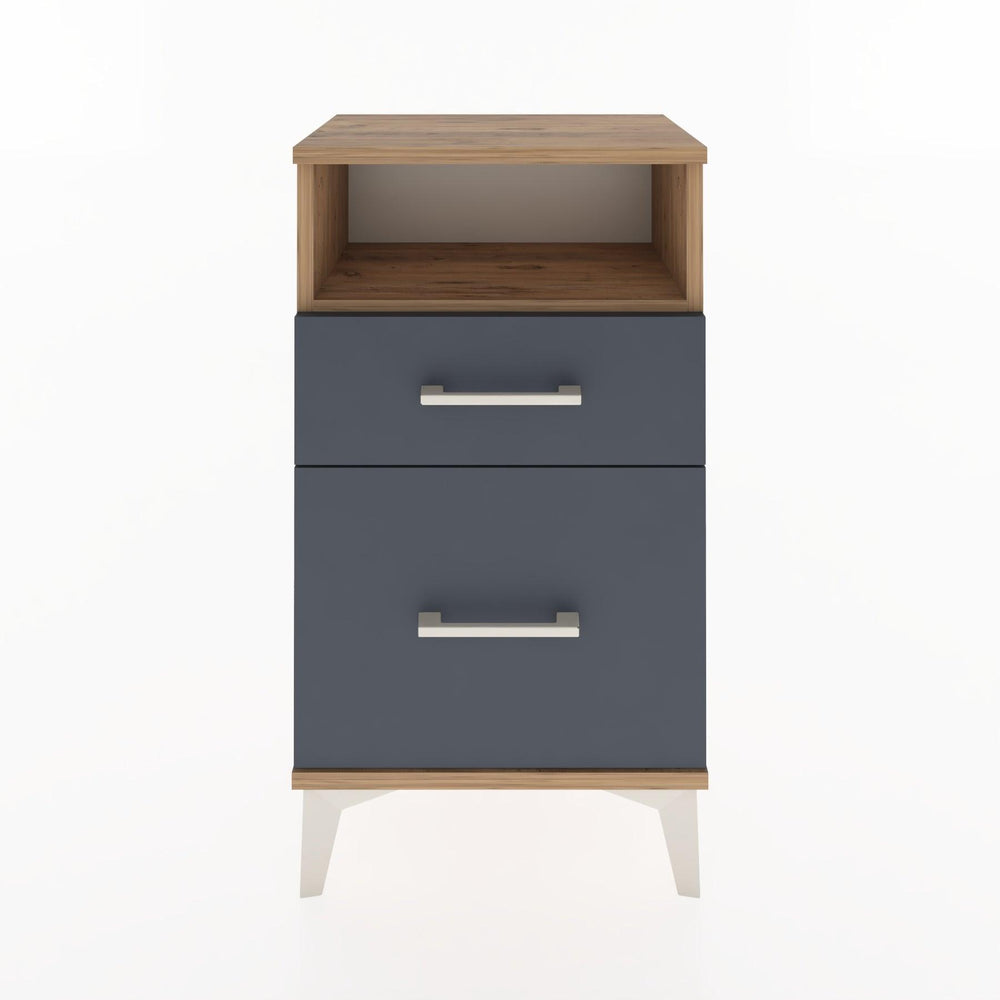 Woodntry Modüler Komodin 2 Çekmece ve Raflı V3 44x30x68 cm Çam - Woodntry