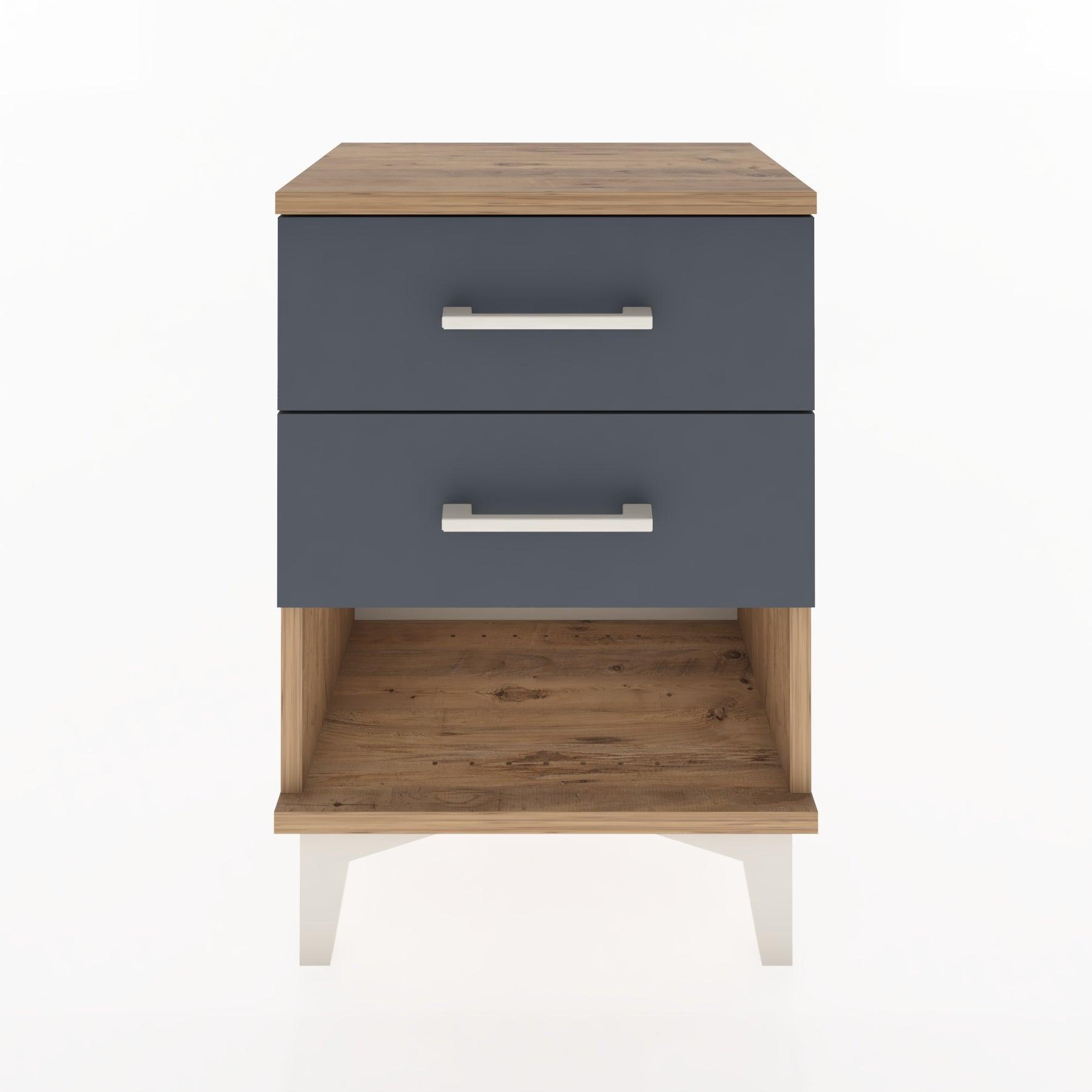 Woodntry Modüler Komodin İki Çekmece ve Raf 44x30x52 cm Çam - Woodntry