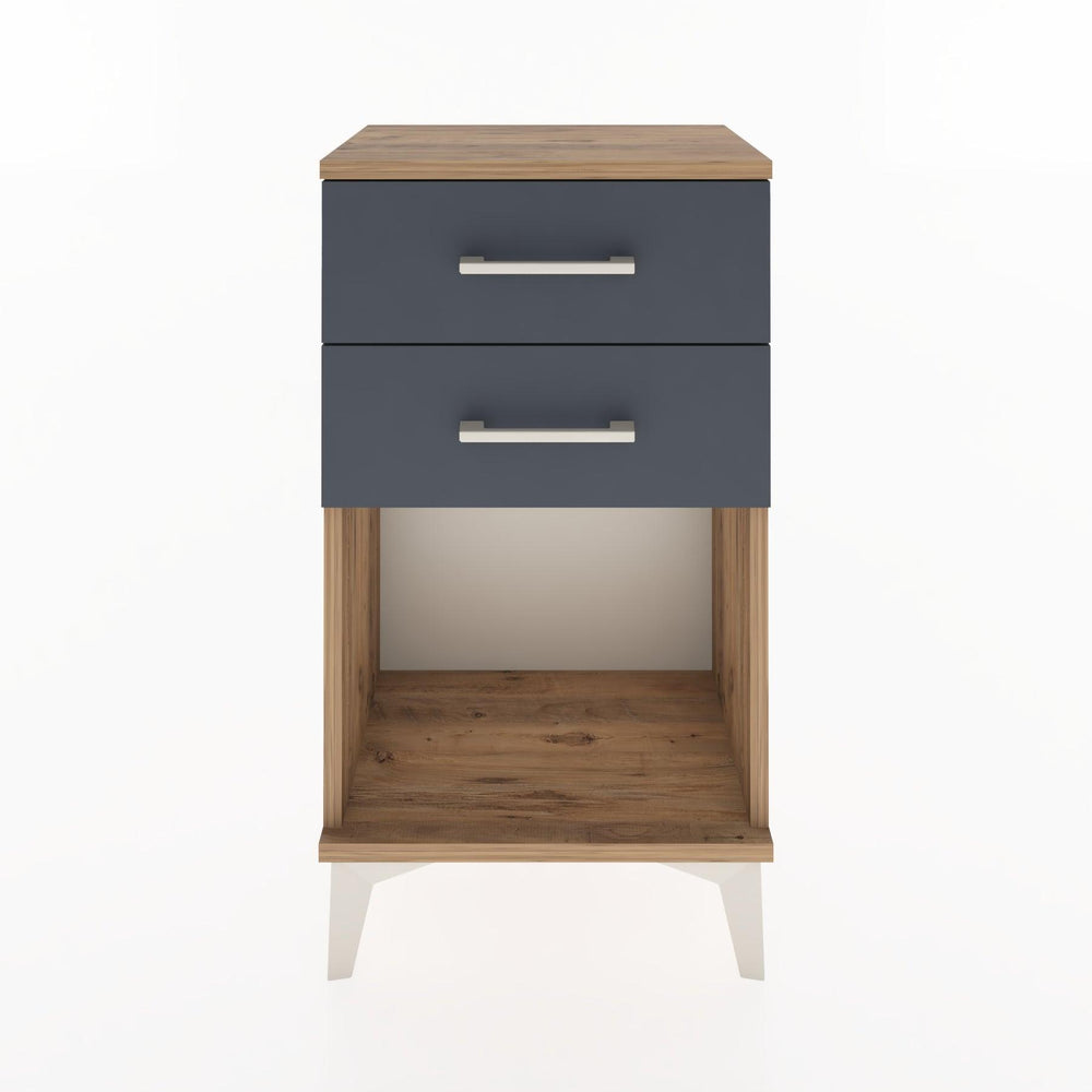 Woodntry Modüler Komodin 2 Çekmece ve Raflı V1 44x30x68 cm Çam - Woodntry