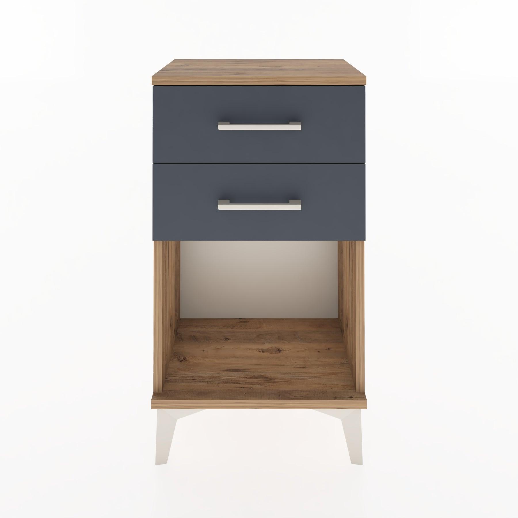 Woodntry Modüler Komodin 2 Çekmece ve Raflı V1 44x30x68 cm Çam - Woodntry