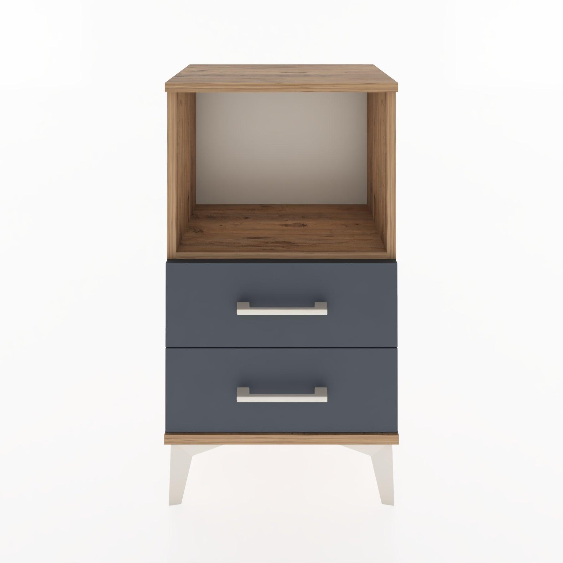 Woodntry Modüler Komodin 2 Çekmece ve Raflı V2 44x30x68 cm Çam - Woodntry