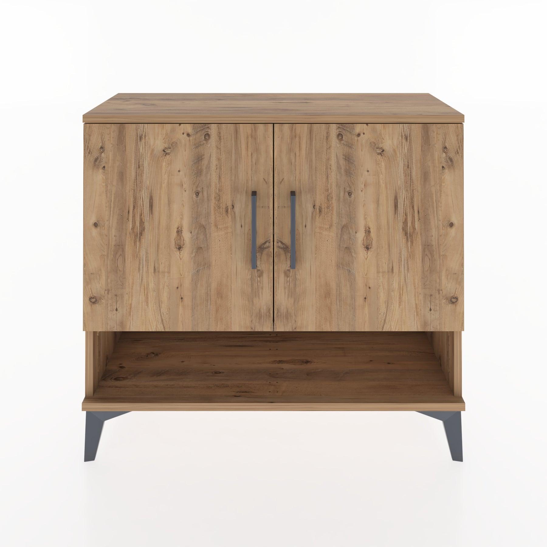 Woodntry Modüler Şifonyer İki Kapak ve Raflı V1 88x30x68 cm Çam - Woodntry