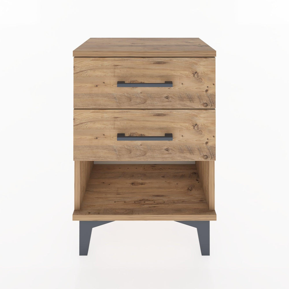 Woodntry Modüler Komodin İki Çekmece ve Raf 44x30x52 cm Çam - Woodntry