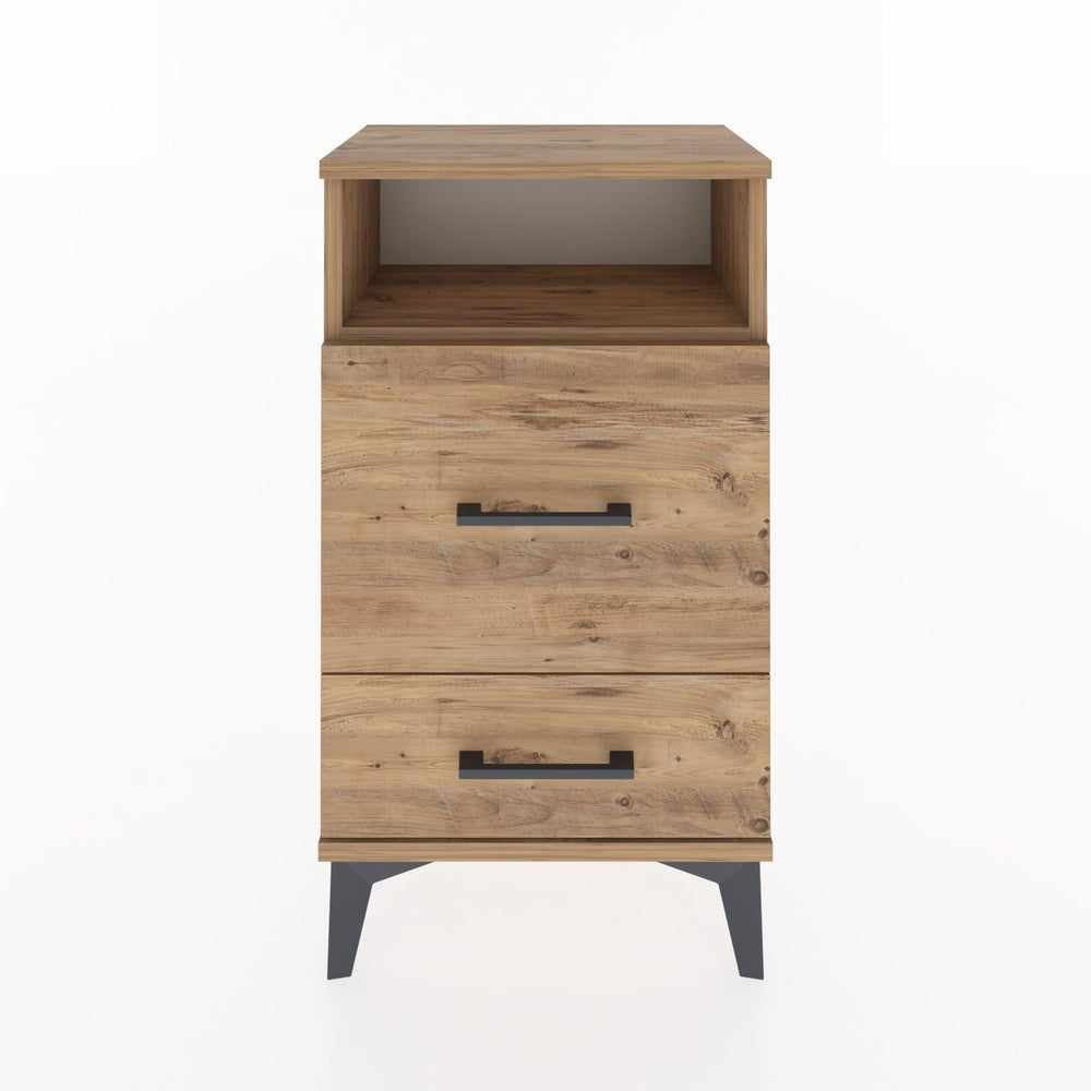 Woodntry Modüler Komodin 2 Çekmece ve Raflı V4 44x30x68 cm Çam - Woodntry