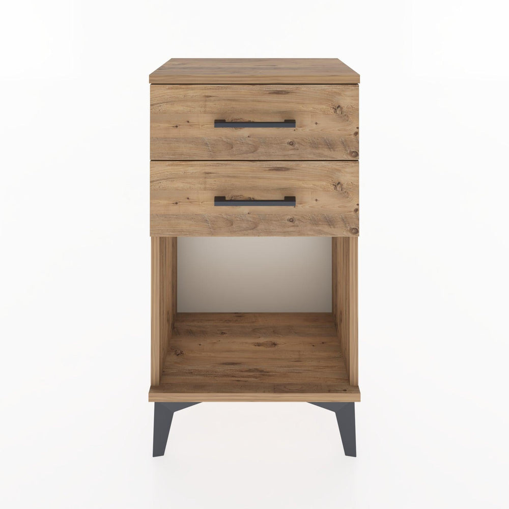 Woodntry Modüler Komodin 2 Çekmece ve Raflı V1 44x30x68 cm Çam - Woodntry