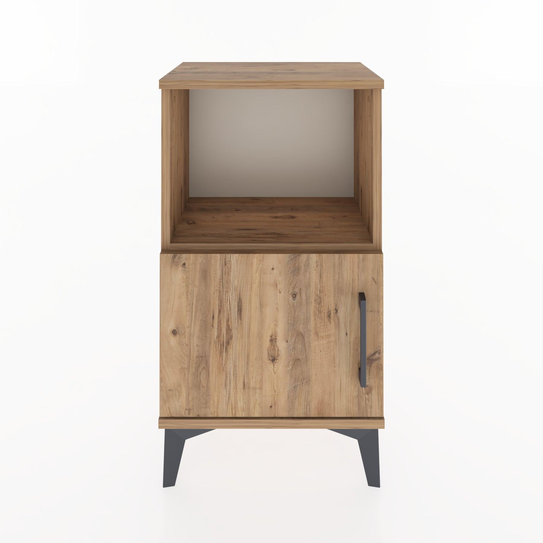 Woodntry Modüler Komodin Raf ve Tek Kapaklı V1 44x30x68 cm Çam - Woodntry