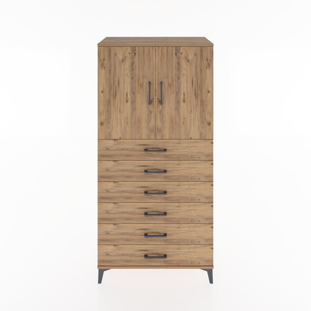 Woodntry Modüler Dolap Çam 88x44x170 cm Kapaklı ve Çekmeceli KC3-3