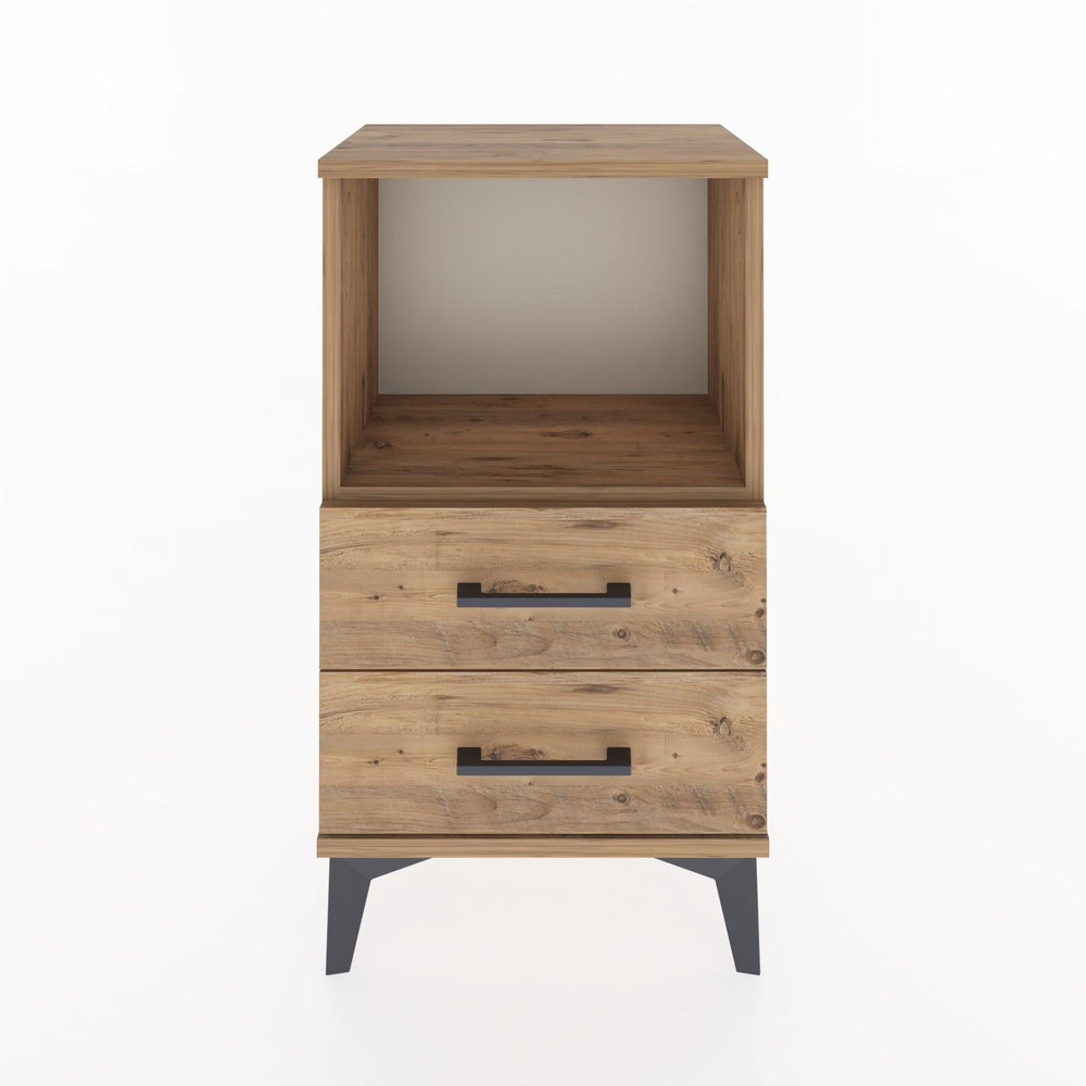 Woodntry Modüler Komodin 2 Çekmece ve Raflı V2 44x30x68 cm Çam - Woodntry