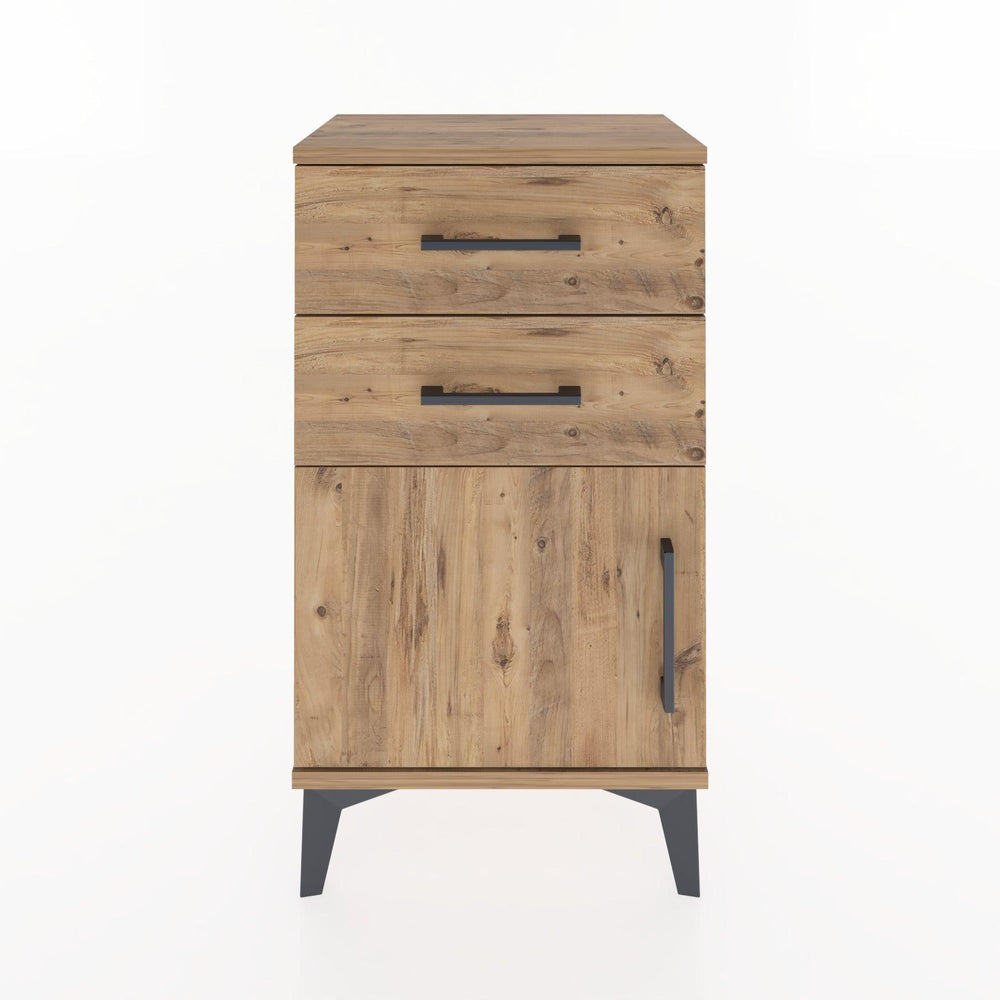 Woodntry Modüler Komodin İki Çekmece ve Kapaklı 44x30x68 cm Çam - Woodntry