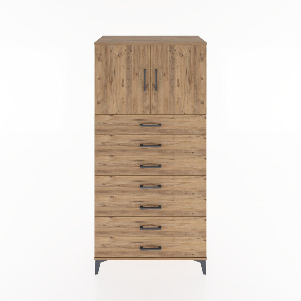 Woodntry Modüler Dolap Çam 88x44x170 cm Kapaklı ve Çekmeceli KC2-3