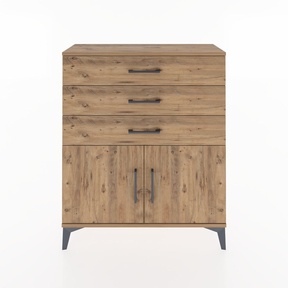 Woodntry Modüler Şifonyer Çam 88x30x94 cm Kapaklı ve Çekmeceli KC8-3