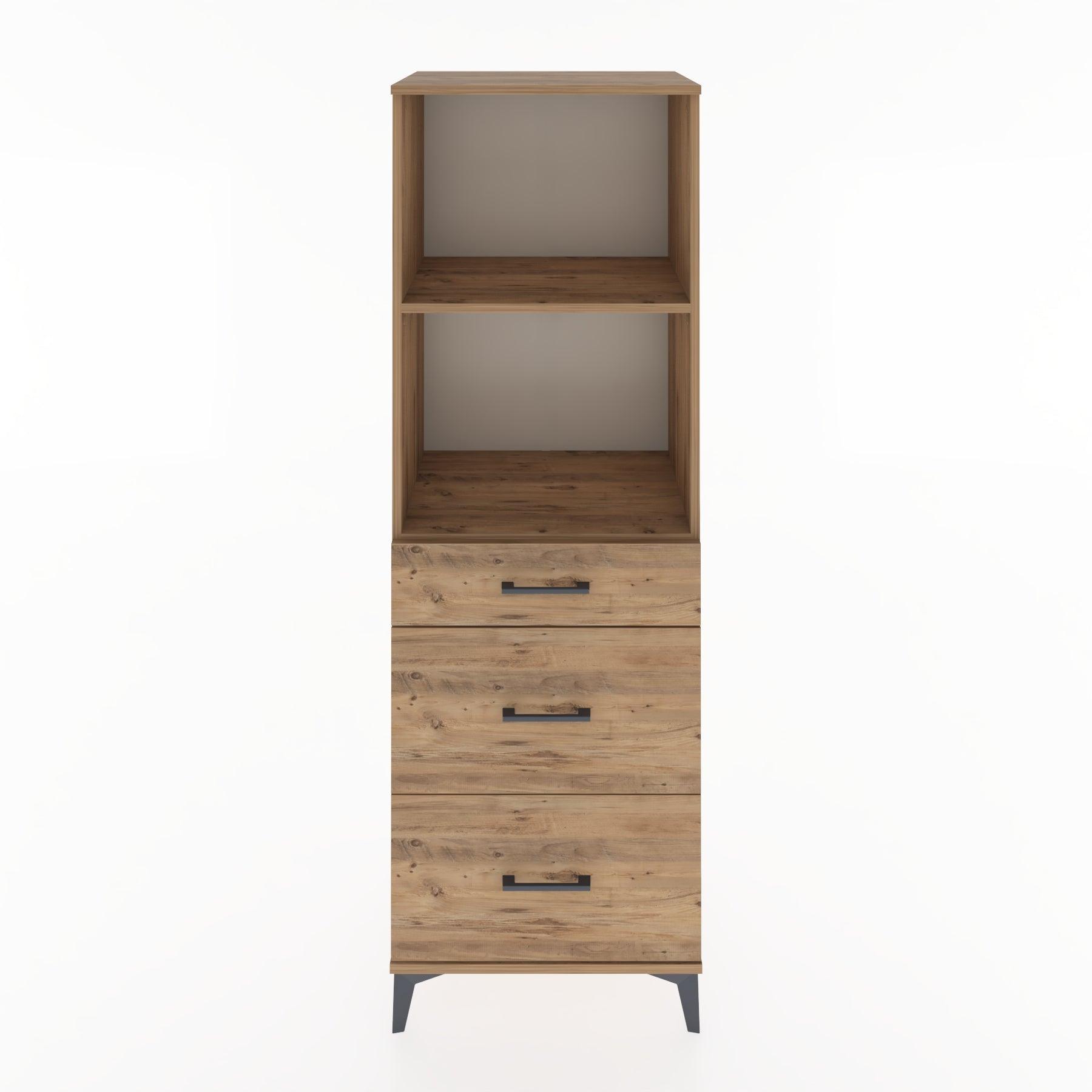Woodntry Modüler Dolap Çam 60x44x170 cm Çekmeceli ve Raflı CR47-3