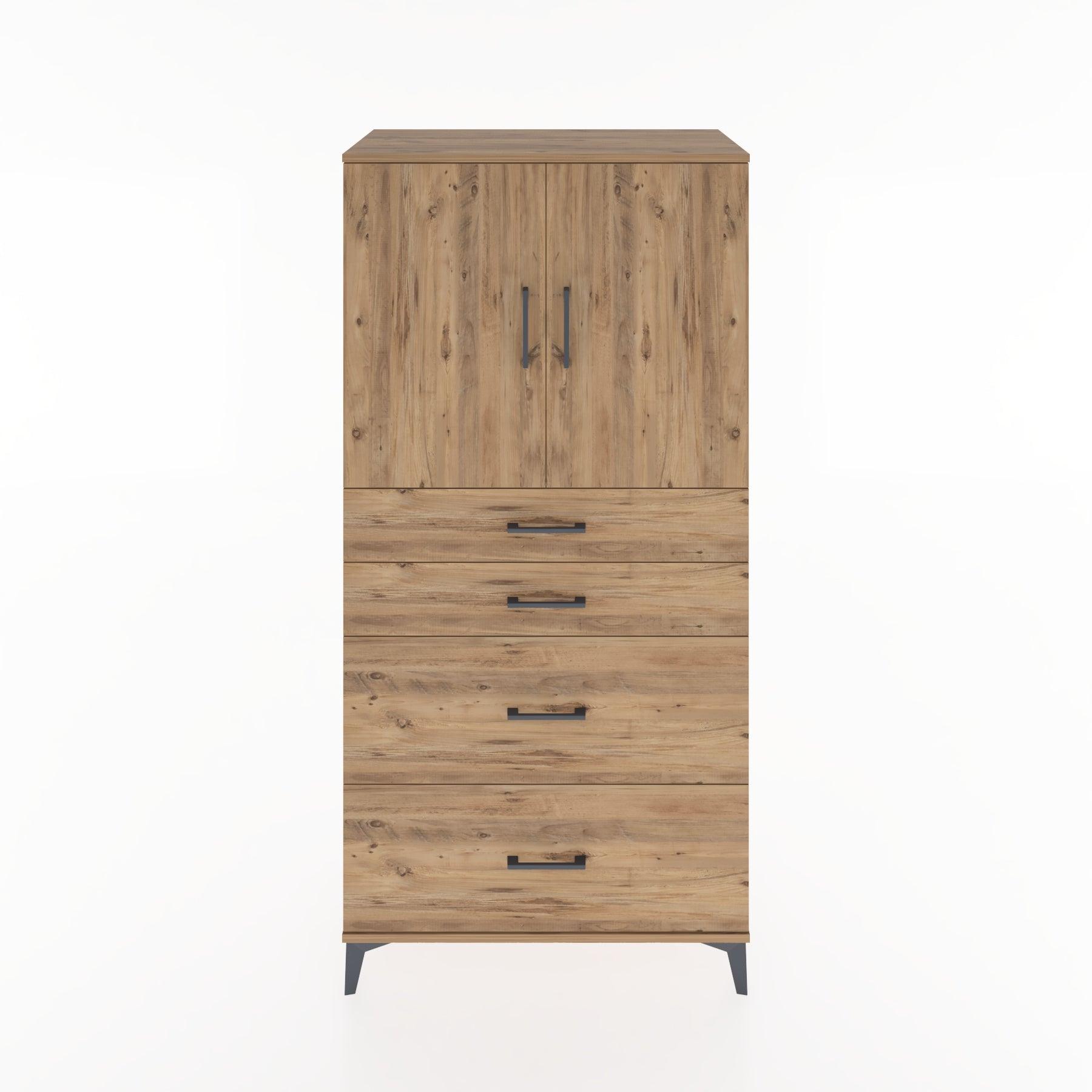 Woodntry Modular Cabinet Pine 88x44x170 cm with Doors and Drawers KC19-3