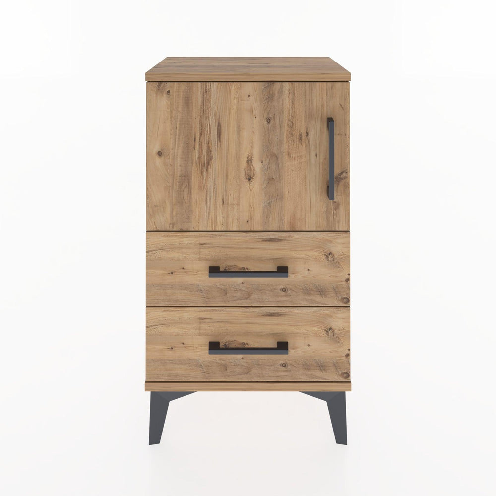 Woodntry Modüler Komodin Kapaklı 2 Çekmeceli 44x30x68 cm Çam - Woodntry