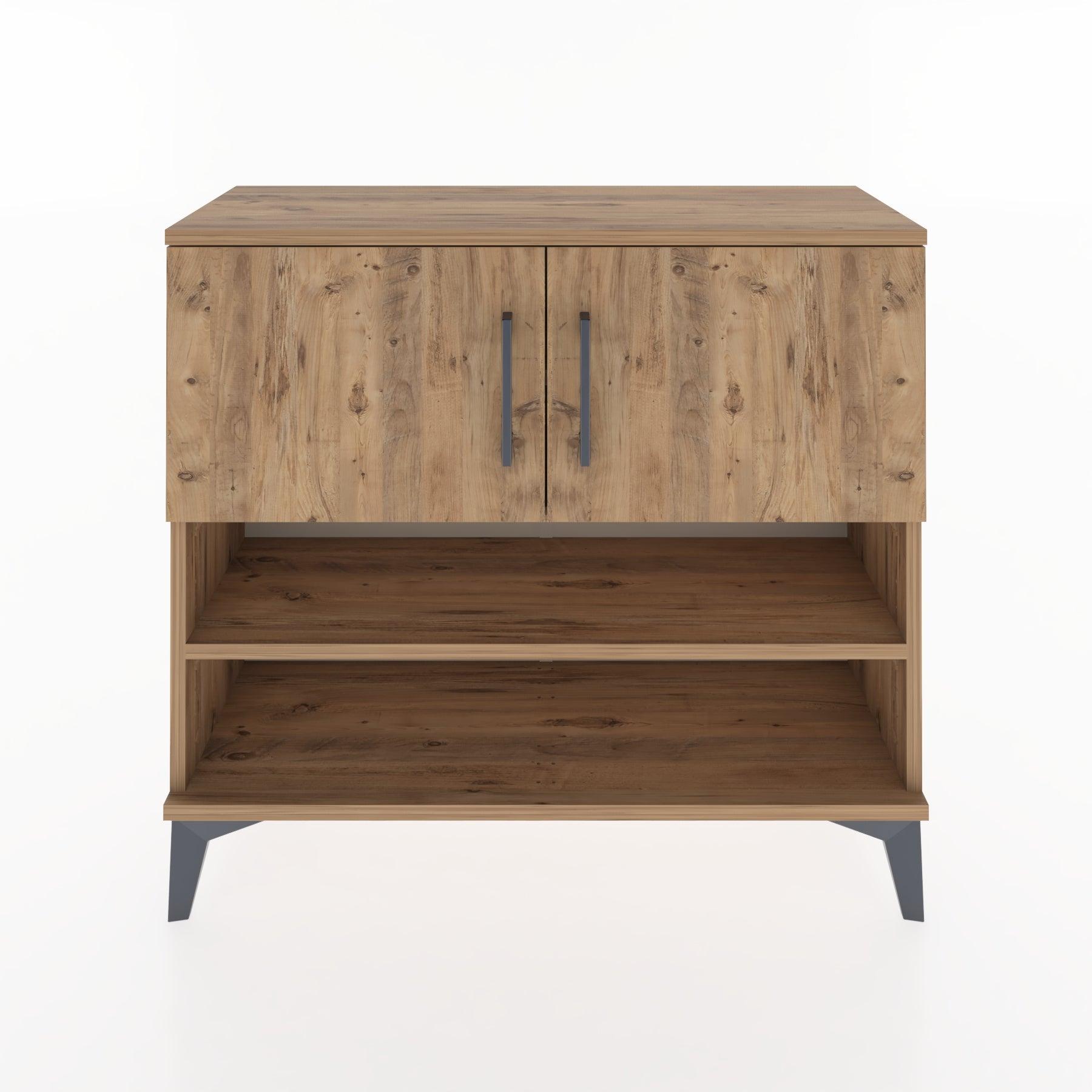 Woodntry Modüler Şifonyer Raf ve İki Kapaklı V2 88x30x68 cm Antrasit - Woodntry
