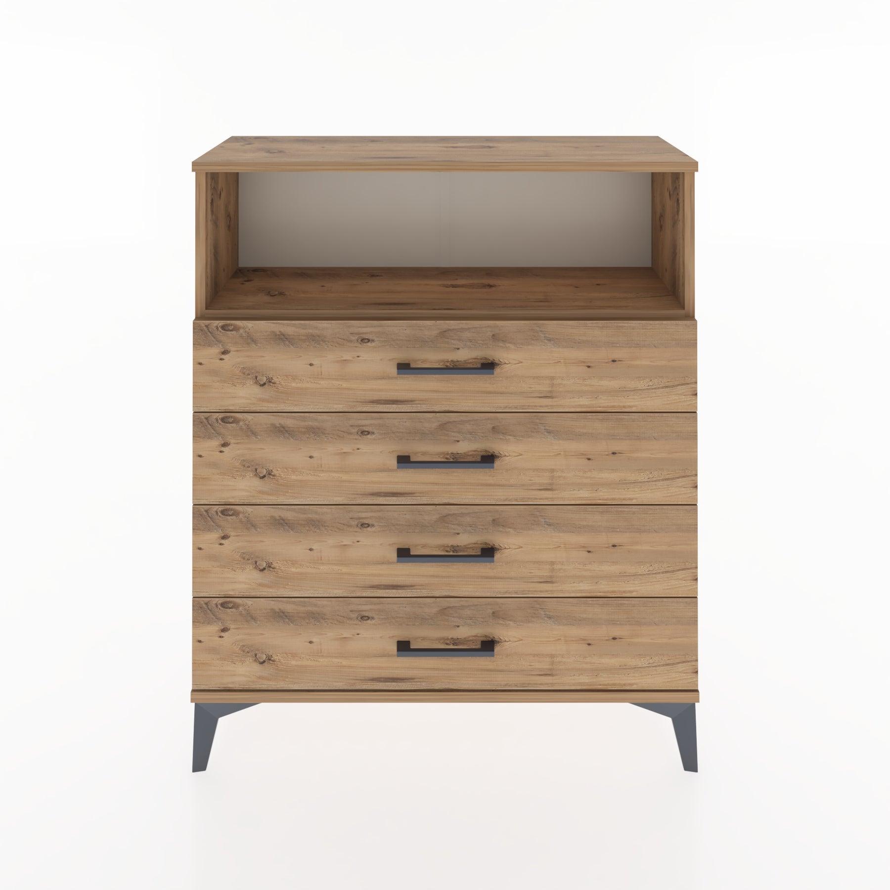 Woodntry Modüler Şifonyer Çam 88x30x94 cm Çekmeceli ve Raflı CR19-3