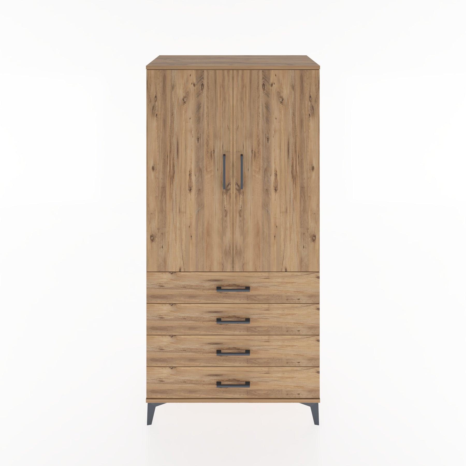 Woodntry Modüler Dolap Çam 88x44x170 cm Kapaklı ve Çekmeceli KC5-3