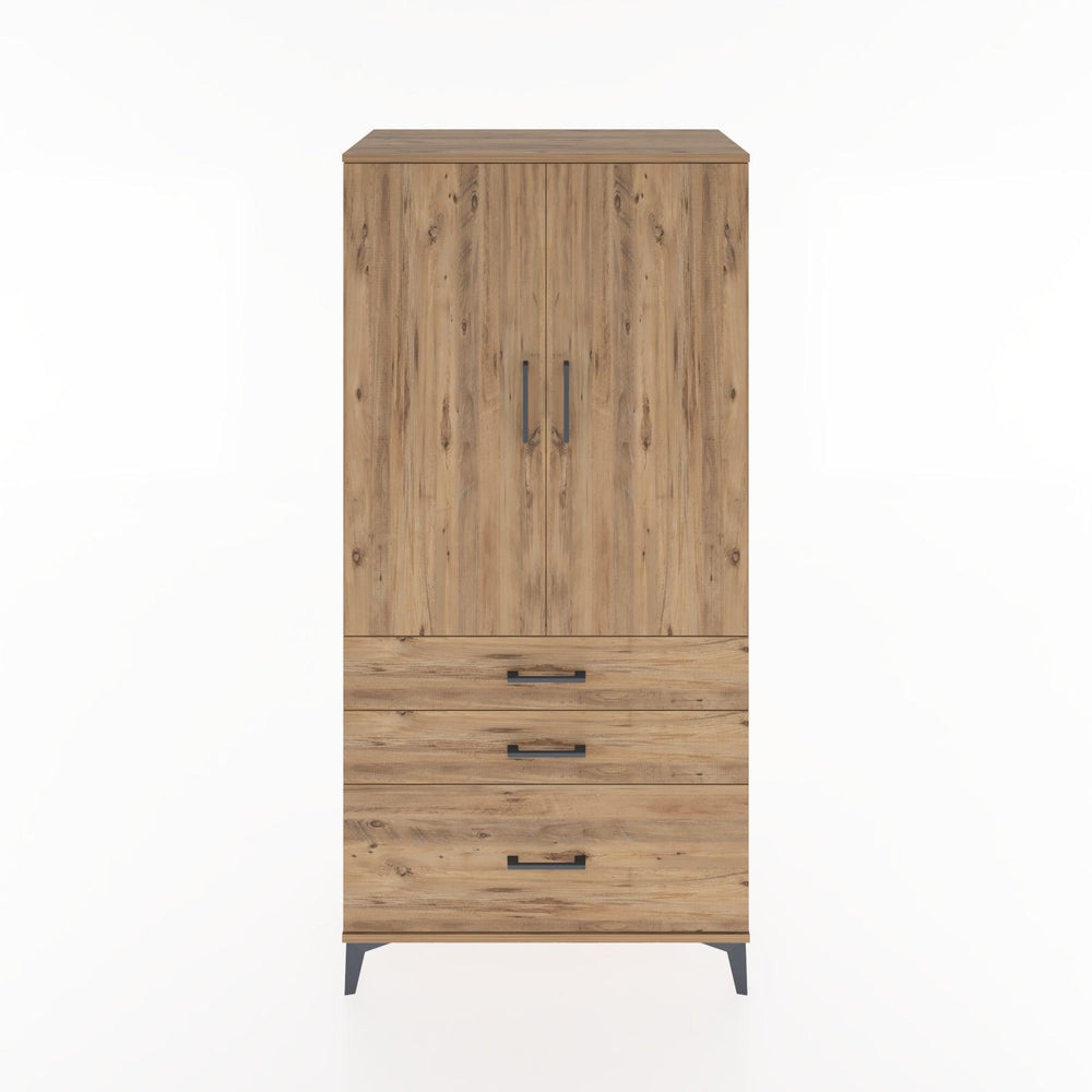 Woodntry Modüler Dolap Çam 88x44x170 cm Kapaklı ve Çekmeceli KC14-3