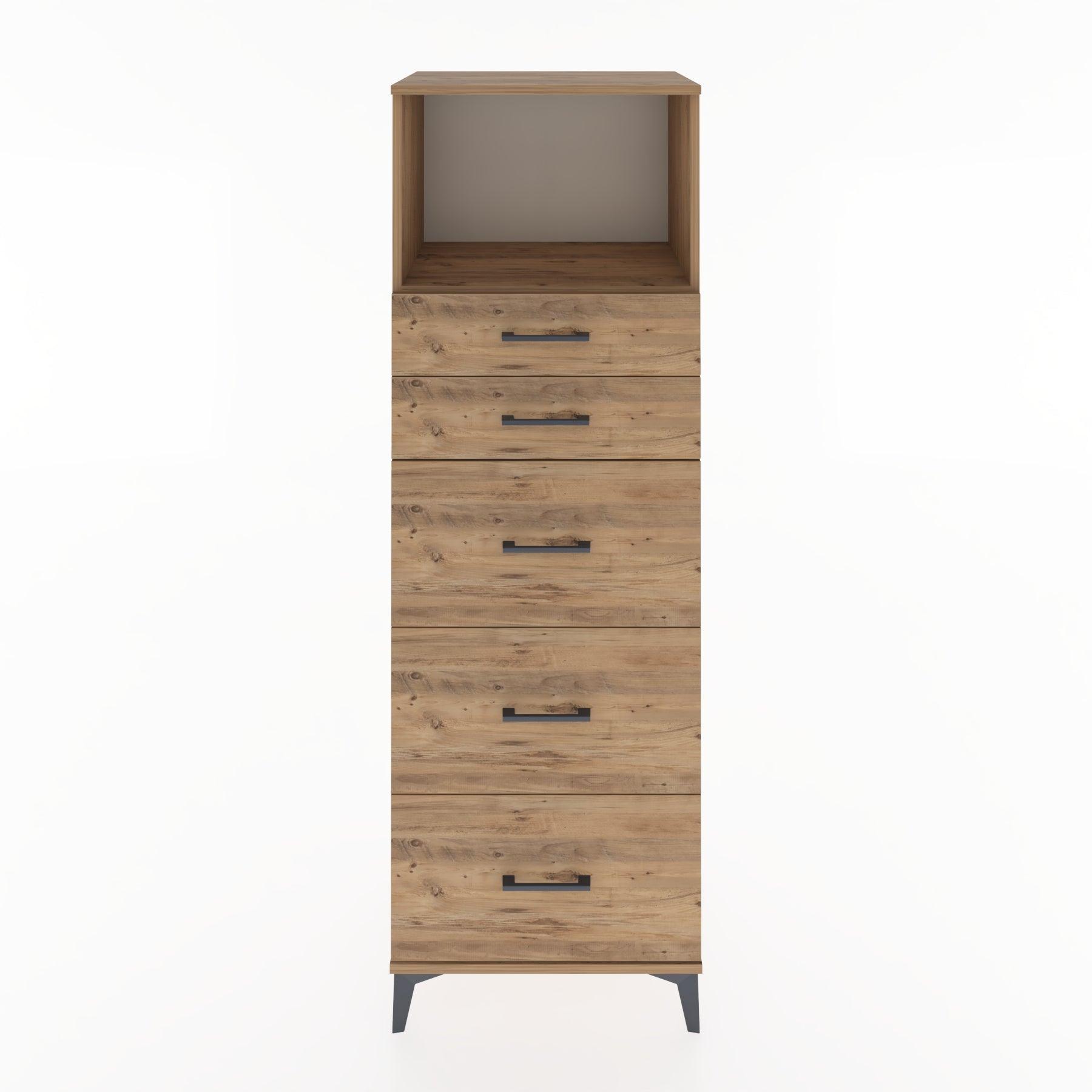 Woodntry Modüler Dolap Çam 60x44x170 cm Çekmeceli ve Raflı CR49-3