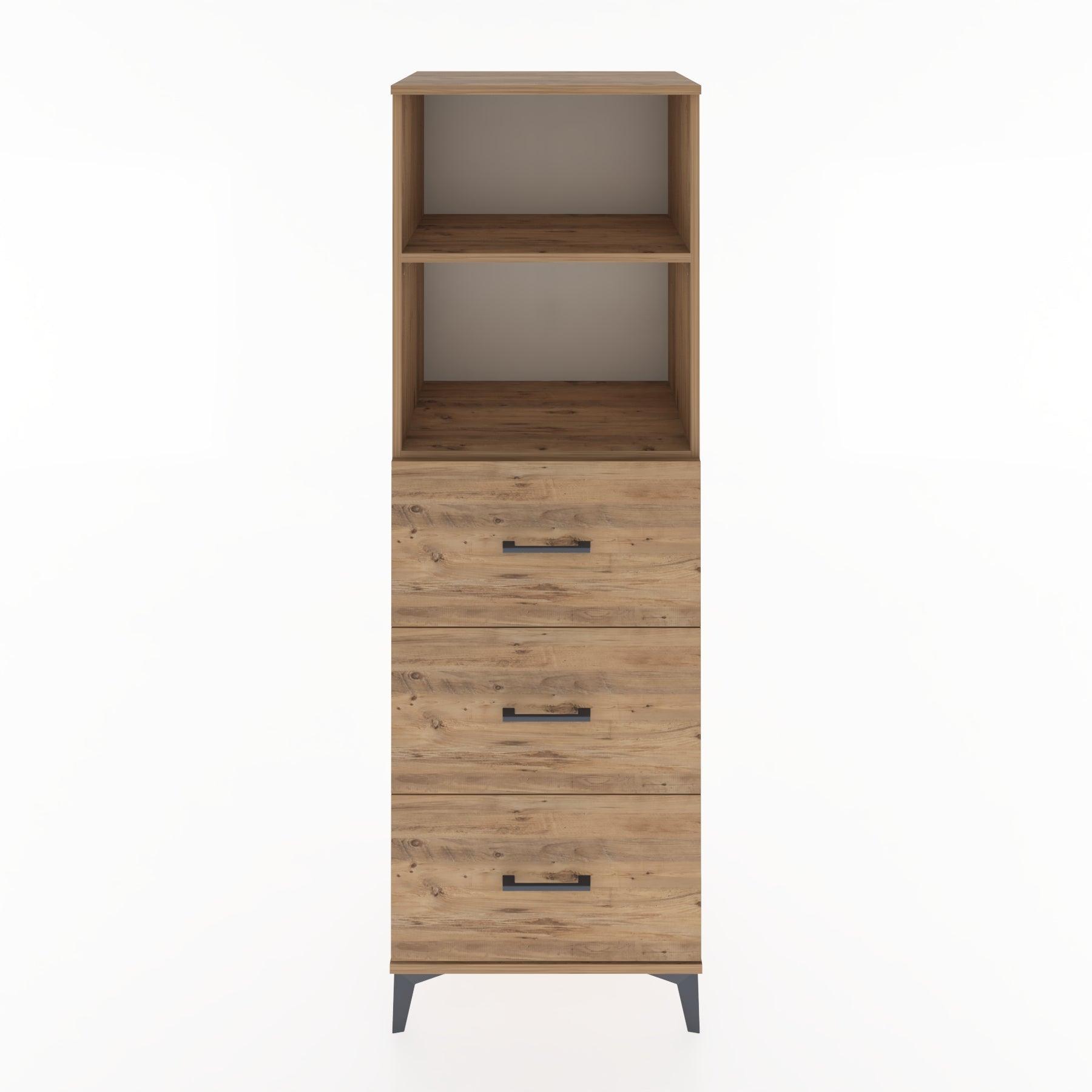 Woodntry Modüler Dolap Çam 60x44x170 cm Çekmeceli ve Raflı CR51-3