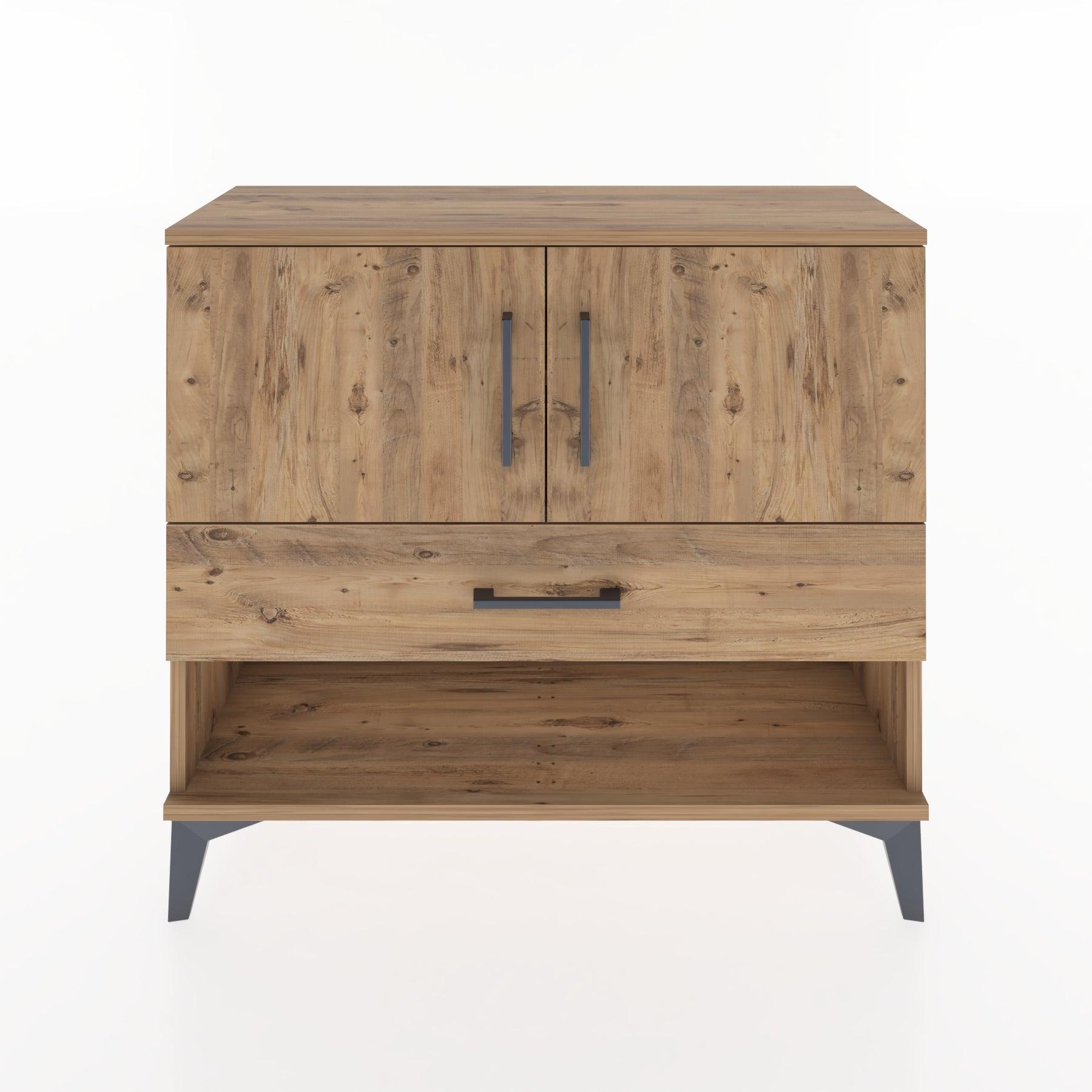 Woodntry Modüler Şifonyer Kapak ve Çekmeceli V4 88x30x68 cm Çam - Woodntry