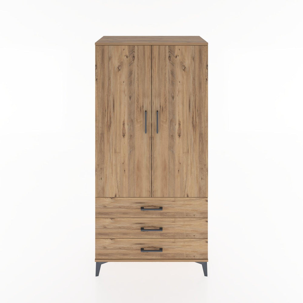 Woodntry Modüler Dolap Çam 88x44x170 cm Kapaklı ve Çekmeceli KC6-3