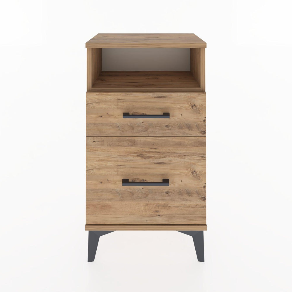 Woodntry Modüler Komodin 2 Çekmece ve Raflı V3 44x30x68 cm Çam - Woodntry