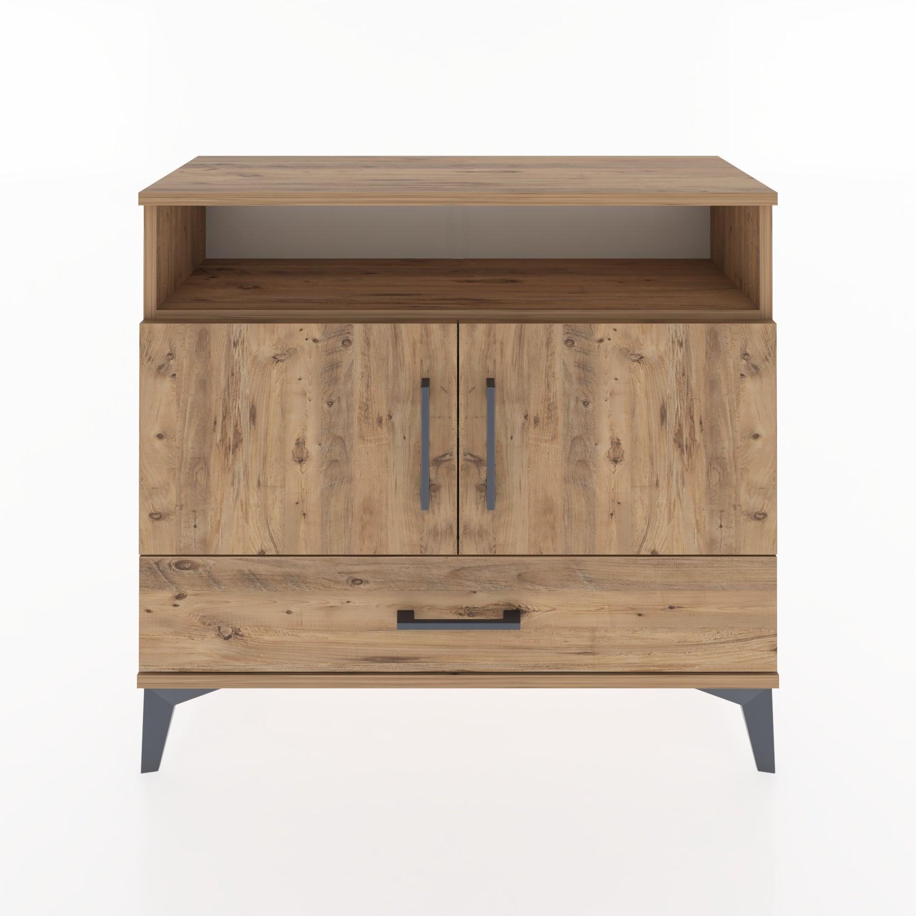 Woodntry Modüler Şifonyer Raf Kapak Çekmeceli 88x30x68 cm Çam - Woodntry