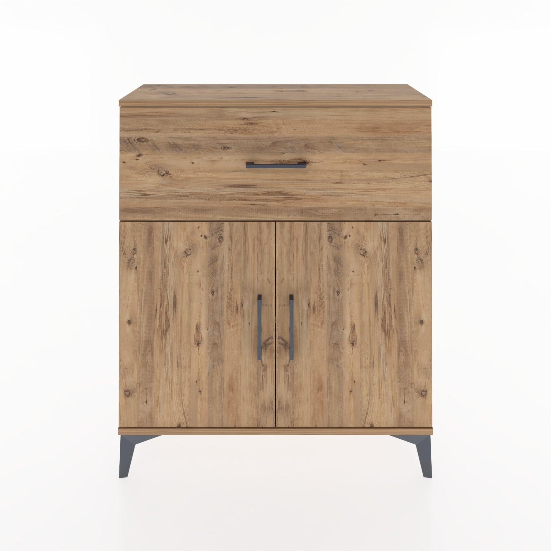 Woodntry Modüler Şifonyer Çam 88x30x94 cm Kapaklı ve Çekmeceli KC9-3