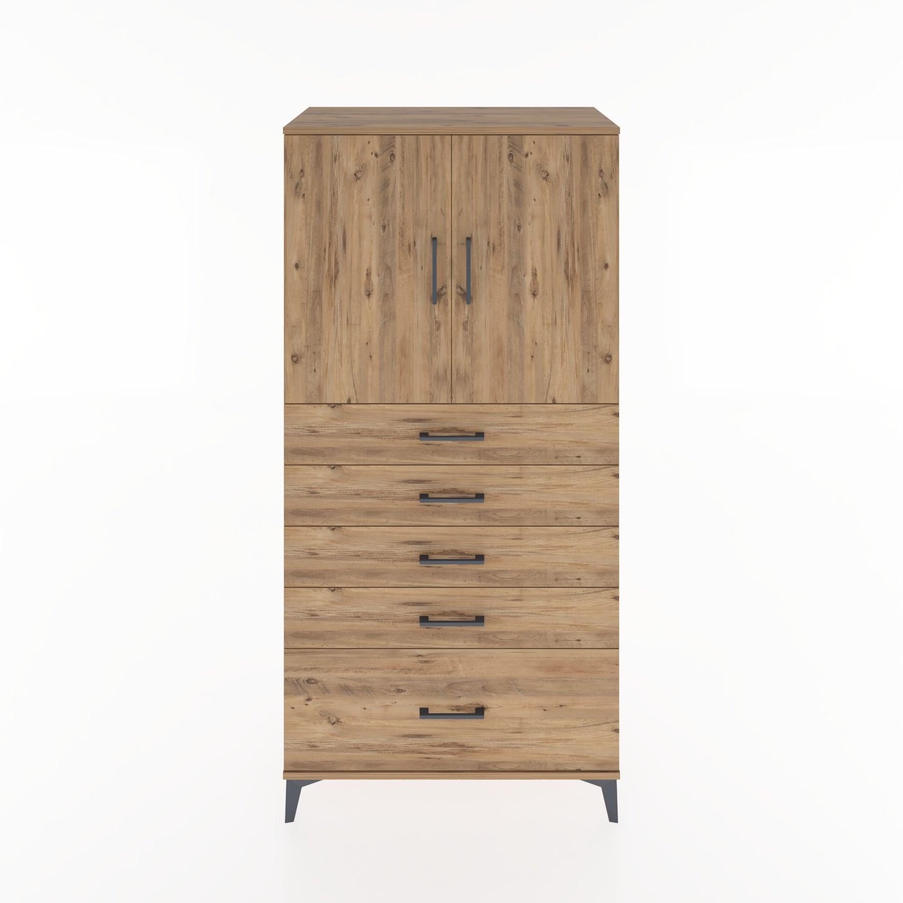 Woodntry Modular Cabinet Pine 88x44x170 cm with Doors and Drawers KC12-3