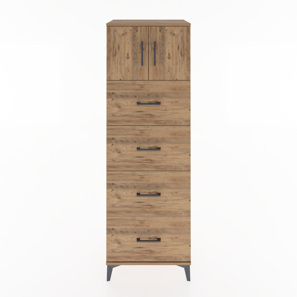 Woodntry Modüler Dolap Çam 60x44x170 cm Kapaklı ve Çekmeceli KC25-3