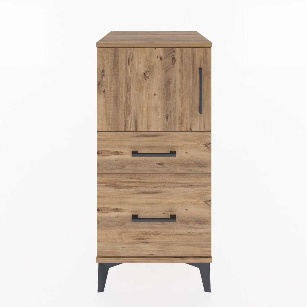 Woodntry Modular Nightstand Pine 44x44x84 cm with Cover and Drawer KC45-3