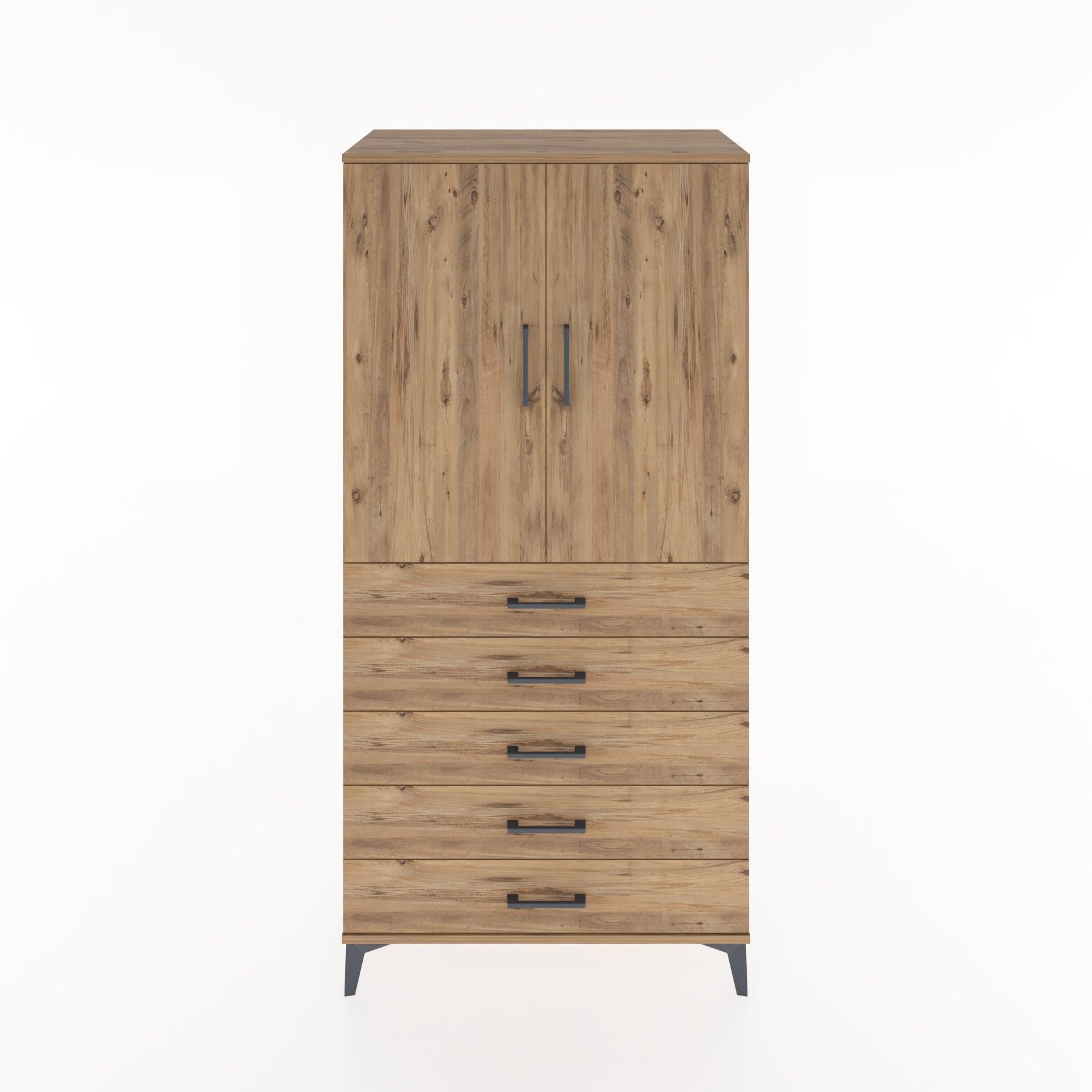 Woodntry Modular Cabinet Pine 88x44x170 cm with Doors and Drawers KC4-3