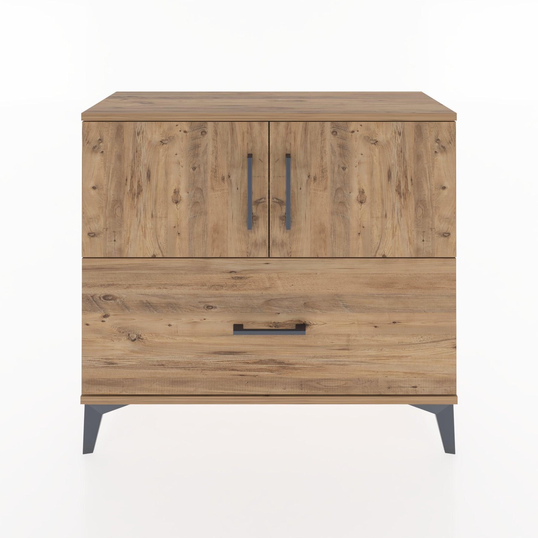 Woodntry Modüler Şifonyer Kapak ve Çekmeceli V2 88x30x68 cm Çam - Woodntry