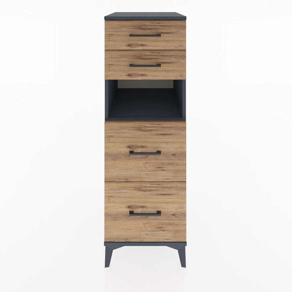 Woodntry Modular Cabinet Anthracite 44x30x122 cm with Drawers and Shelves CR102-2