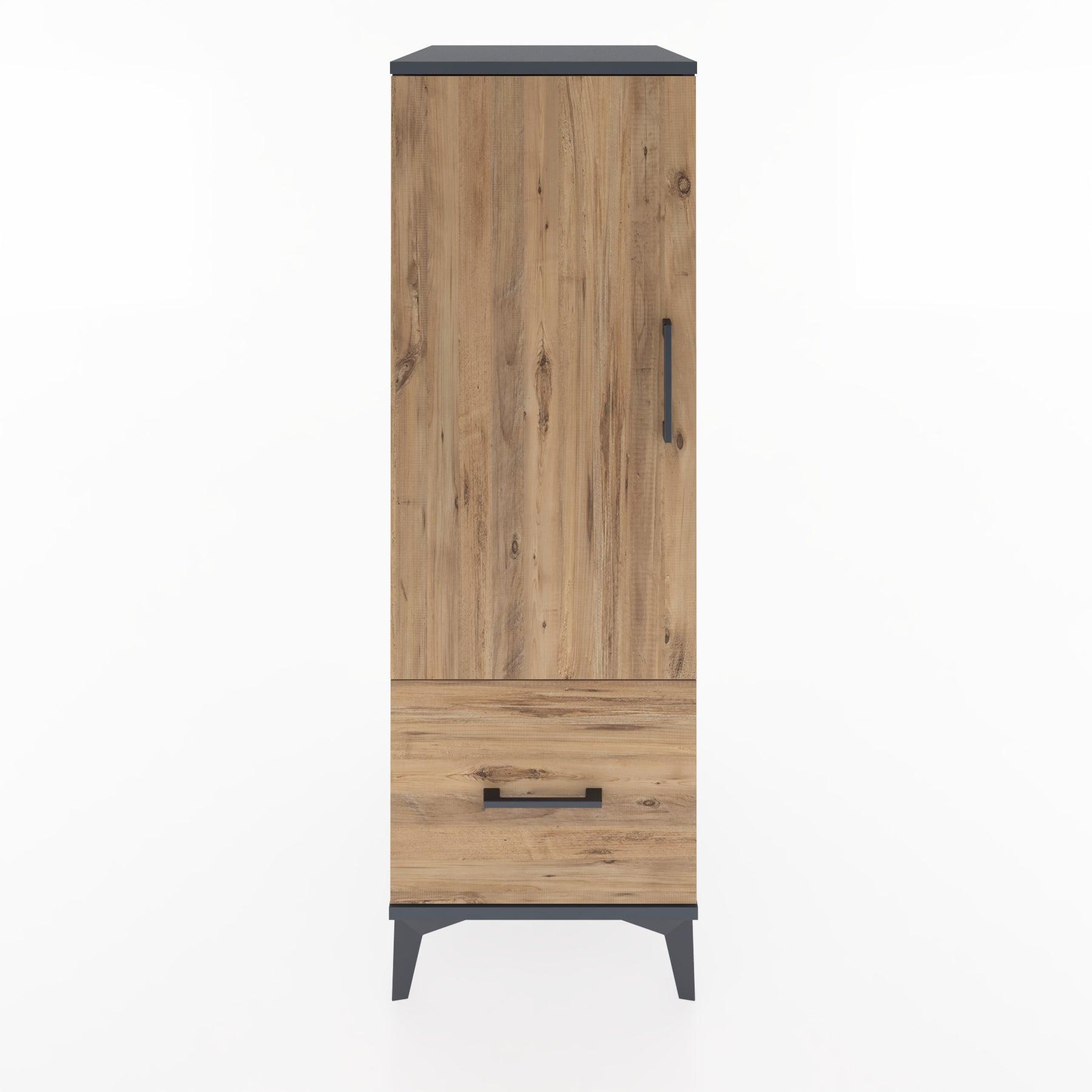 Woodntry Modular Cabinet Anthracite 44x30x122 cm with Doors and Drawers KC2-2