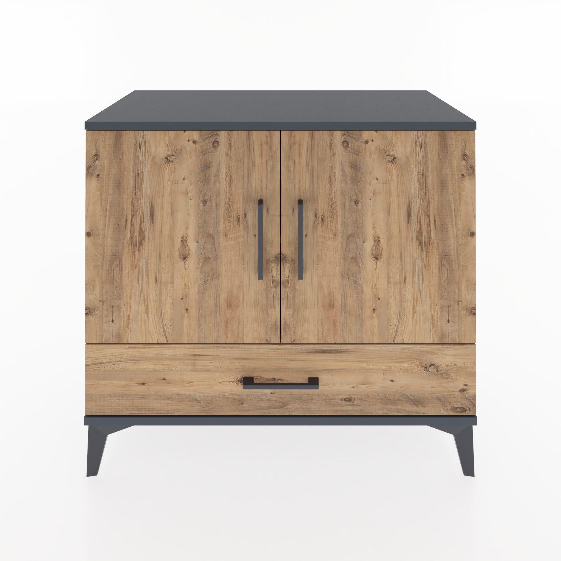 Woodntry Modüler Şifonyer Antrasit 88x44x68 cm Kapaklı ve Çekmeceli KC2-2