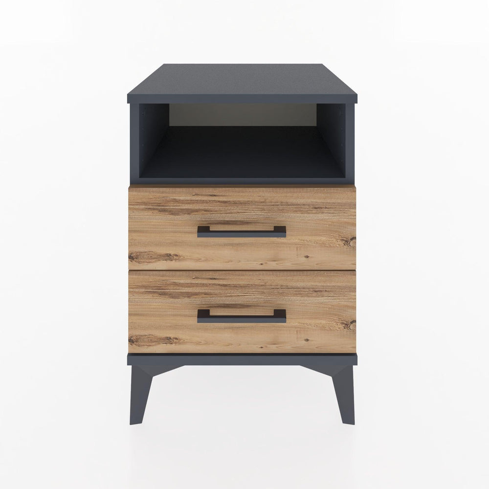Woodntry Modular Nightstand Anthracite 44x44x52 cm with Drawers and Shelves CR2-2