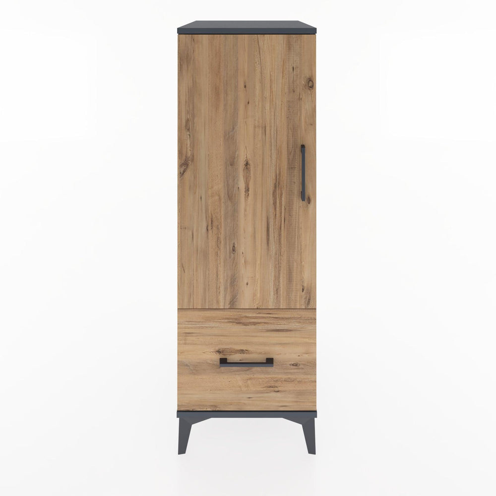 Woodntry Modüler Dolap Antrasit 44x59x122 cm Kapaklı ve Çekmeceli KC2-2